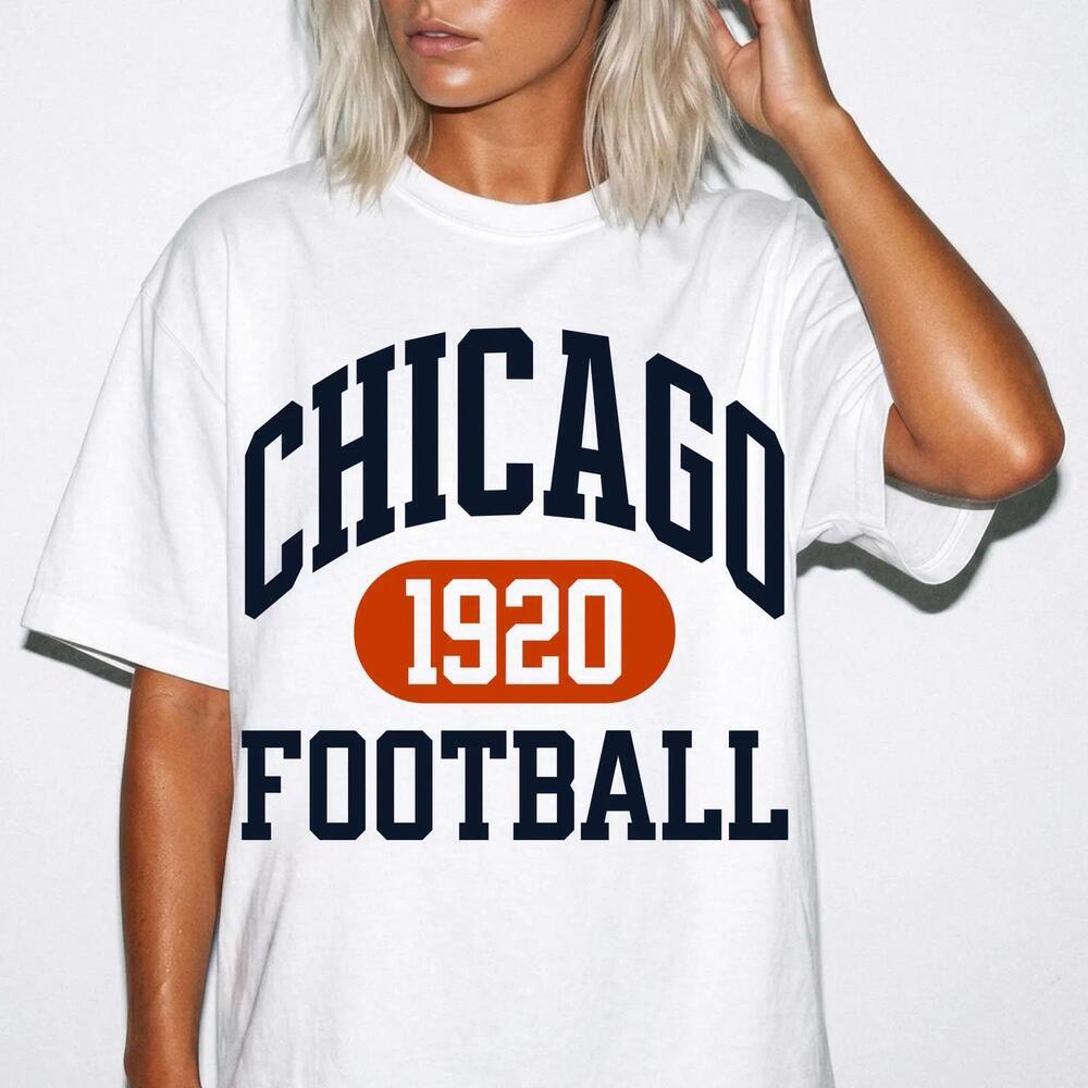 Retro Chicago Football Shirt, 90S Navy Orange Graphic, Unisex Game Day Gift